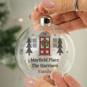 Personalised Home For Christmas Glass Tree Bauble