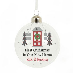 Personalised Home For Christmas Glass Tree Bauble