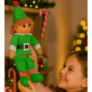 Kid's Personalised Elf Rag Doll Christmas Soft Toy