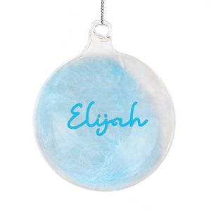 Baby Boy's Personalised Pink Feather Christmas Tree Bauble