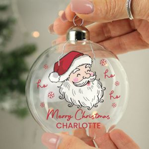 Personalised Santa Glass Christmas Tree Bauble