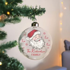 Personalised Santa Glass Christmas Tree Bauble