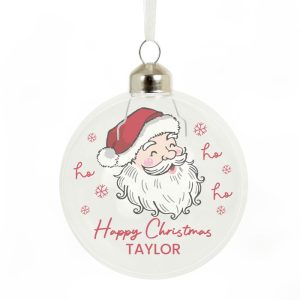 Personalised Santa Glass Christmas Tree Bauble