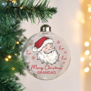 Personalised Santa Glass Christmas Tree Bauble