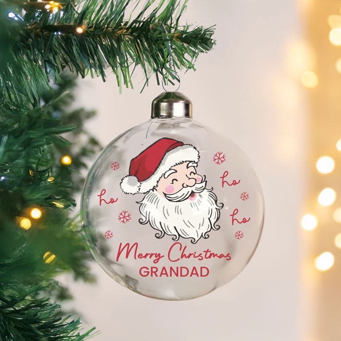 Personalised Santa Glass Christmas Tree Bauble