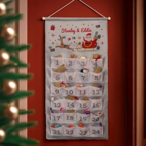 Personalised Santa Sleigh Fabric 24 Pocket Advent Calendar