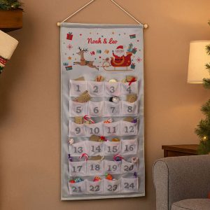 Personalised Santa Sleigh Fabric 24 Pocket Advent Calendar