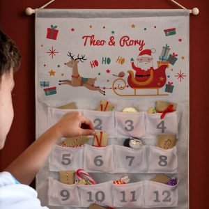 Personalised Santa Sleigh Fabric 24 Pocket Advent Calendar