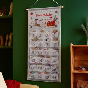 Personalised Santa Sleigh Fabric 24 Pocket Advent Calendar