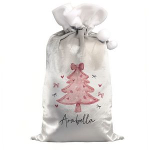 Girl's Personalised Pink & Silver Christmas Tree Sack