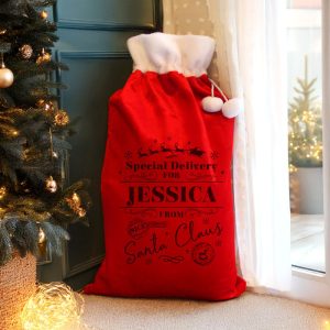 Kid's Personalised Special Delivery Red Christmas Sack
