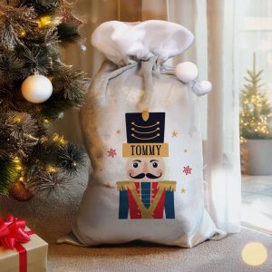 Kid's Personalised Nutcracker Silver Christmas Sack