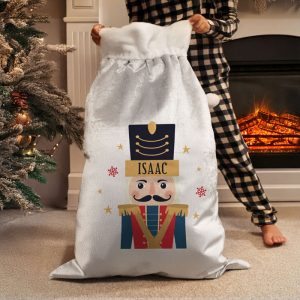 Kid's Personalised Nutcracker Silver Christmas Sack