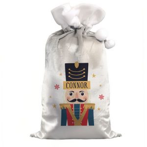 Kid's Personalised Nutcracker Silver Christmas Sack