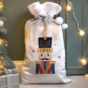 Kid's Personalised Nutcracker Silver Christmas Sack