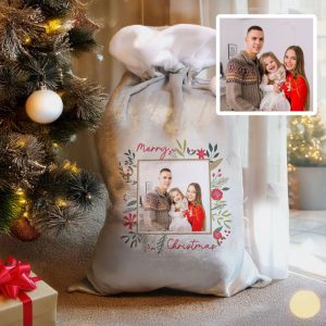 Personalised Photo Upload Christmas Santa Sack