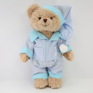 Boy's Personalised Embroidered Teddy Bear in Blue Pyjamas