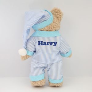 Boy's Personalised Embroidered Teddy Bear in Blue Pyjamas