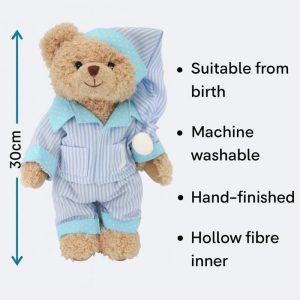 Boy's Personalised Embroidered Teddy Bear in Blue Pyjamas