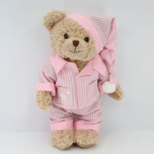 Girl's Personalised Embroidered Teddy Bear in Pink Pyjamas