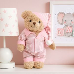 Girl's Personalised Embroidered Teddy Bear in Pink Pyjamas