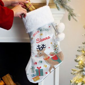 Child's Personalised Reindeer Christmas Stocking