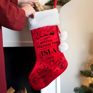 Personalised Special Delivery Red Christmas Stocking