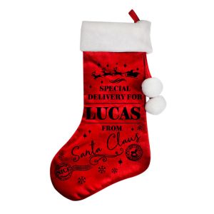 Personalised Special Delivery Red Christmas Stocking