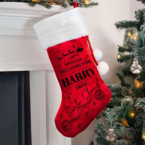 Personalised Special Delivery Red Christmas Stocking