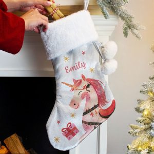 Girl's Personalised Unicorn Christmas Stocking