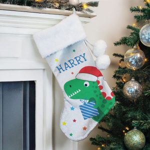 Kid's Personalised Dinosaur Christmas Stocking