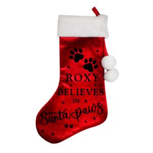 Personalised Santa Paws Christmas Red Stocking Cat or Dog