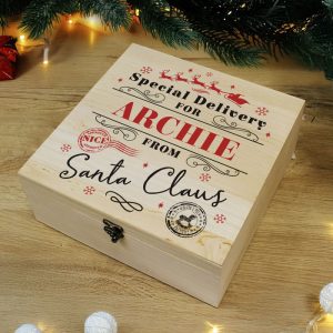 Kid's Personalised Special Delivery Wooden Christmas Eve Box