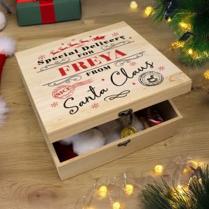 Kid's Personalised Special Delivery Wooden Christmas Eve Box