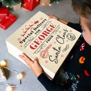 Kid's Personalised Special Delivery Wooden Christmas Eve Box