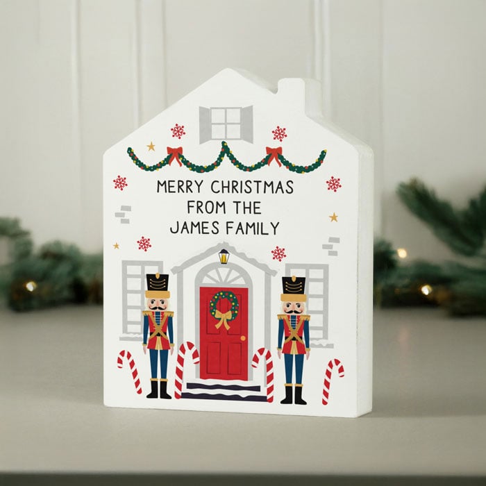 Personalised Nutcracker Christmas House Wooden Ornament