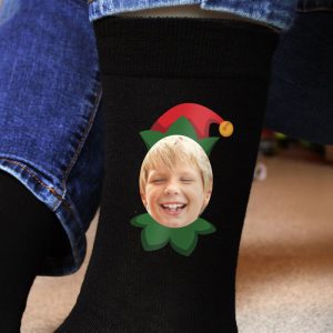 Personalised Photo Upload Elf Christmas Socks One Size 6-11