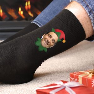 Personalised Photo Upload Elf Christmas Socks One Size 6-11