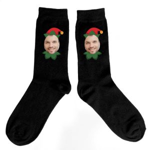 Personalised Photo Upload Elf Christmas Socks One Size 6-11