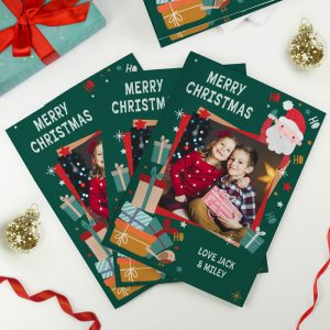 Personalised Photo Upload Pack of 10 Santa Christmas Cards