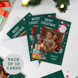 Personalised Photo Upload Pack of 10 Santa Christmas Cards