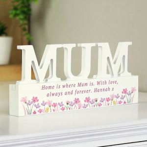 Personalised Floral Wooden Mum Ornament Birthday Mothers Day