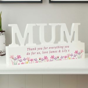 Personalised Floral Wooden Mum Ornament Birthday Mothers Day