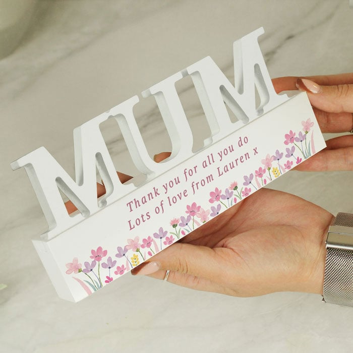 Personalised Floral Wooden Mum Ornament Birthday Mothers Day