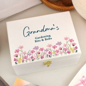 Personalised Floral Wooden Keepsake Box Birthday Mothers Day