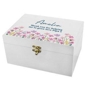 Personalised Floral Wooden Keepsake Box Birthday Mothers Day