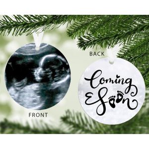 Coming Soon Baby Scan Photo Upload Christmas Decoration