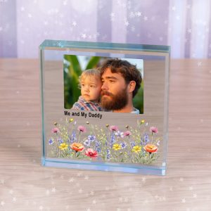 Custom Floral Designed Photo Upload and Message Glass Token