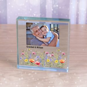 Custom Floral Designed Photo Upload and Message Glass Token
