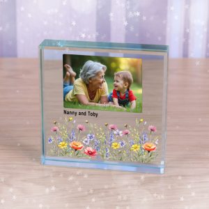 Custom Floral Designed Photo Upload and Message Glass Token